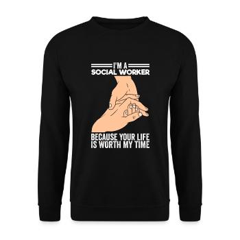 Social Worker Street Worker Street Worker - Unisex Sweatshirt - black - Front - Alina (178cm) & Michal (187cm)