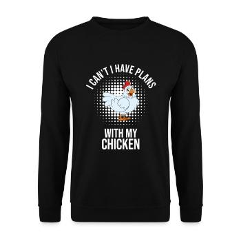 Funny Chicken Saying Chicken - Unisex Sweatshirt - black - Front - Alina (178cm) & Michal (187cm)
