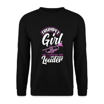 Trompete Trompeter Trompeten Spieler - Unisex Pullover - Schwarz - Vorne - Alina (178cm) & Michal (187cm)