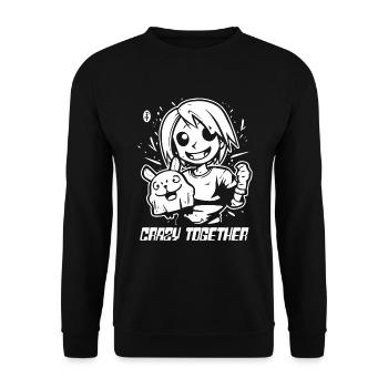 Anime Bunny et Anime Girl : Fou ensemble - Sweat-shirt Unisexe - noir - Devant - Alina (178cm) & Michal (187cm)