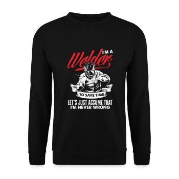 Funny Welder Gift - Unisex Sweatshirt - black - Front - Alina (178cm) & Michal (187cm)