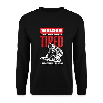Funny Welder Gift - Unisex Sweatshirt - black - Front - Alina (178cm) & Michal (187cm)