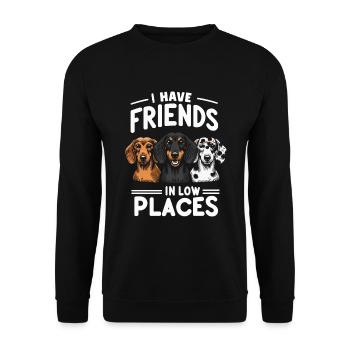 Friends in Low Places Dachshund Humor - Unisex Sweatshirt - black - Front - Alina (178cm) & Michal (187cm)