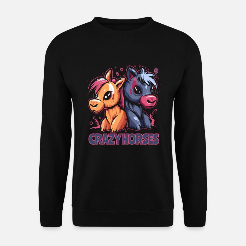 Verrückte Pferde - Unisex Pullover - Schwarz
