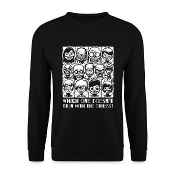 Welcher Freak passt nicht in dieses Bild? Ein Quiz - Unisex Pullover - Schwarz - Vorne - Alina (178cm) & Michal (187cm)