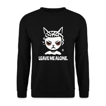 Lass mich in Ruhe, Ein Cartoon Katzen Mädchen - Unisex Pullover - Schwarz - Vorne - Alina (178cm) & Michal (187cm)