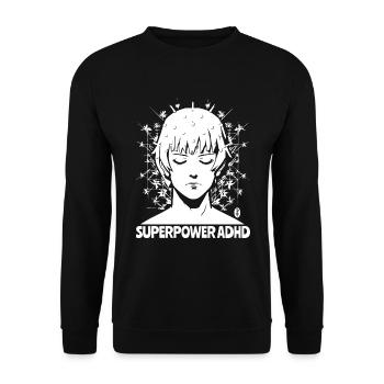 ADHS ist meine Superkraft - Unisex Pullover - Schwarz - Vorne - Alina (178cm) & Michal (187cm)