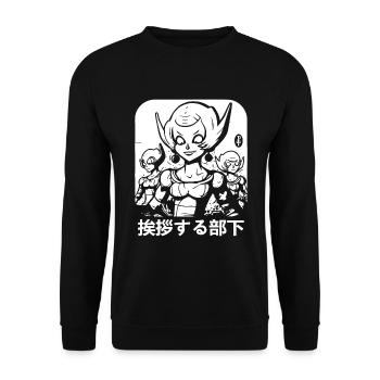 Für Weebs: Grüße an Manga- und Anime-Liebhaber - Unisex Pullover - Schwarz - Vorne - Alina (178cm) & Michal (187cm)