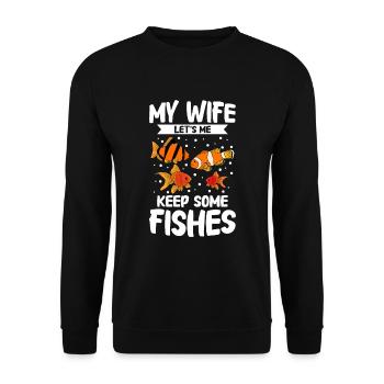Aquaristik Fischzucht Aquarianer - Unisex Pullover - Schwarz - Vorne - Alina (178cm) & Michal (187cm)