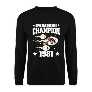 1981 Anniversaire 43 ans - Sweat-shirt Unisexe - noir - Devant - Alina (178cm) & Michal (187cm)