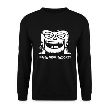 Wer will noch etwas? - Unisex Pullover - Schwarz - Vorne - Alina (178cm) & Michal (187cm)