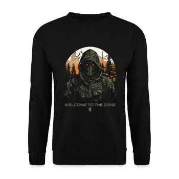 Willkommen in der Zone, Biohazard-Bereich - Unisex Pullover - Schwarz - Vorne - Alina (178cm) & Michal (187cm)