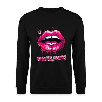 Embrasse-moi, Peter, sur mes lèvres gonflées - Sweat-shirt Unisexe - noir - Devant - Alina (178cm) & Michal (187cm)