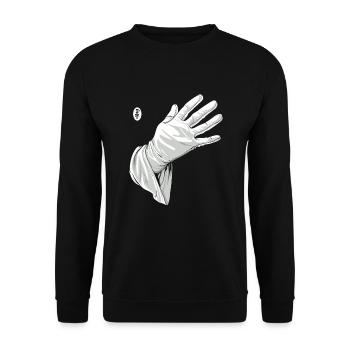 Berühr mich, weiße Handschuh - Unisex Pullover - Schwarz - Vorne - Alina (178cm) & Michal (187cm)