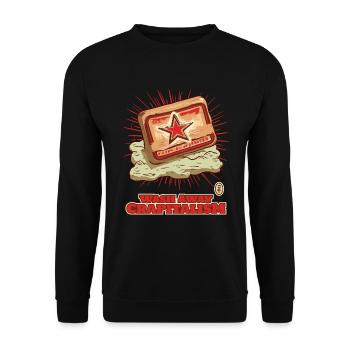 Wash away the poop italism: Communist soap - Unisex Sweatshirt - black - Front - Alina (178cm) & Michal (187cm)