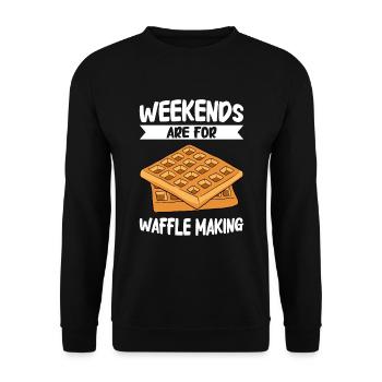 Waffel machen Waffeleisen - Unisex Pullover - Schwarz - Vorne - Alina (178cm) & Michal (187cm)