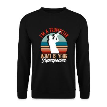 Trompete Trompeter Trompeten Spieler - Unisex Pullover - Schwarz - Vorne - Alina (178cm) & Michal (187cm)