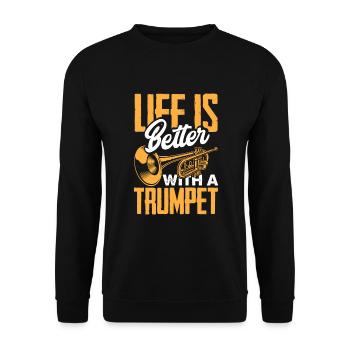 Trumpet Trumpeter Trumpet Player - Unisex Sweatshirt - black - Front - Alina (178cm) & Michal (187cm)