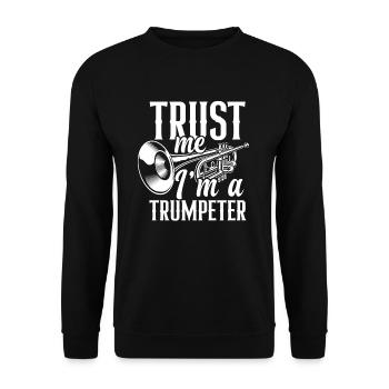 Trompete Trompeter Trompeten Spieler - Unisex Pullover - Schwarz - Vorne - Alina (178cm) & Michal (187cm)