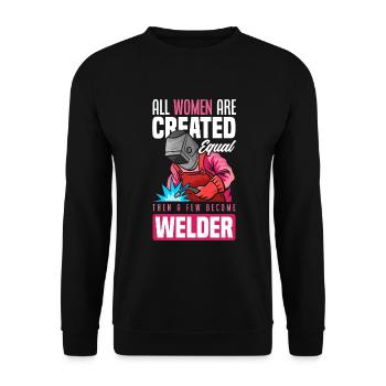 Funny Welder Gift - Unisex Sweatshirt - black - Front - Alina (178cm) & Michal (187cm)