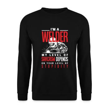 Lustiges Schweißer Geschenk - Unisex Pullover - Schwarz - Vorne - Alina (178cm) & Michal (187cm)