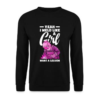 Funny Welder Gift - Unisex Sweatshirt - black - Front - Alina (178cm) & Michal (187cm)
