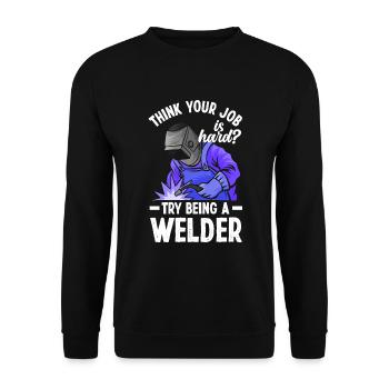 Funny Welder Gift - Unisex Sweatshirt - black - Front - Alina (178cm) & Michal (187cm)