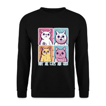 Katze streicheln: Nicht alle Katzen sind niedlich - Unisex Pullover - Schwarz - Vorne - Alina (178cm) & Michal (187cm)