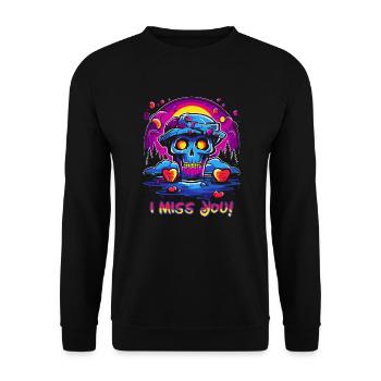 I Miss You: Colorful Hearts and Skull - Unisex Sweatshirt - black - Front - Alina (178cm) & Michal (187cm)