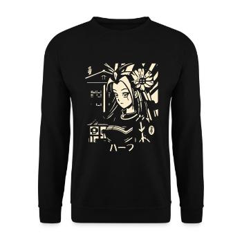 Half Japanese, ein Manga-Anime-Stil für Menschen - Unisex Pullover - Schwarz - Vorne - Alina (178cm) & Michal (187cm)