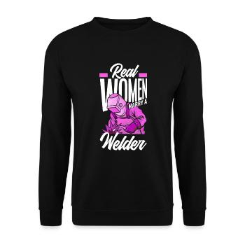 Lustiges Schweißer Geschenk - Unisex Pullover - Schwarz - Vorne - Alina (178cm) & Michal (187cm)