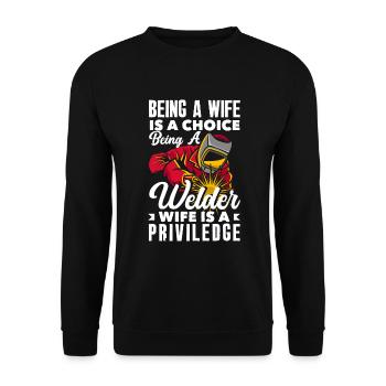 Funny Welder Gift - Unisex Sweatshirt - black - Front - Alina (178cm) & Michal (187cm)