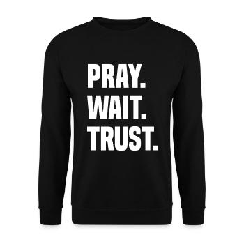 Priez Attendez Confiance, Bible Jésus Citations - Sweat-shirt Unisexe - noir - Devant - Alina (178cm) & Michal (187cm)