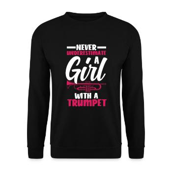 Trompete Trompeter Trompeten Spieler - Unisex Pullover - Schwarz - Vorne - Alina (178cm) & Michal (187cm)
