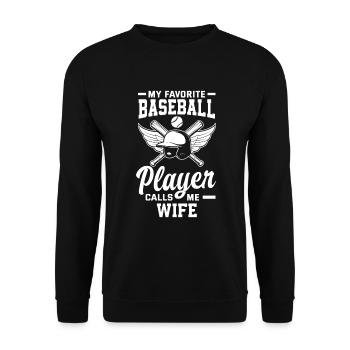 Lustiger Baseball - Unisex Pullover - Schwarz - Vorne - Alina (178cm) & Michal (187cm)