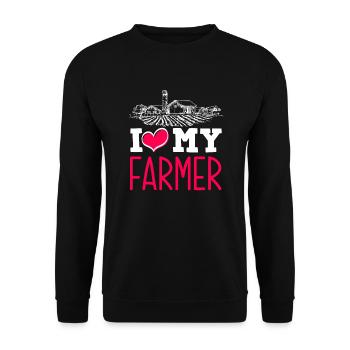 Lustiges Bauer Bauernhof Landwirt Geschenk - Unisex Pullover - Schwarz - Vorne - Alina (178cm) & Michal (187cm)