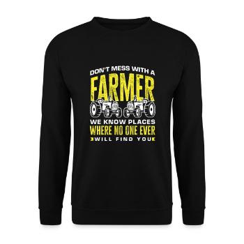 Lustiges Bauer Bauernhof Landwirt Geschenk - Unisex Pullover - Schwarz - Vorne - Alina (178cm) & Michal (187cm)