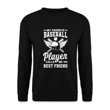 Lustiger Baseball - Unisex Pullover - Schwarz - Vorne - Alina (178cm) & Michal (187cm)
