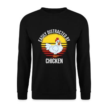 Funny Chicken Saying Chicken - Unisex Sweatshirt - black - Front - Alina (178cm) & Michal (187cm)