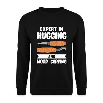 Wood Shining Wood Carving - Unisex Sweatshirt - black - Front - Alina (178cm) & Michal (187cm)