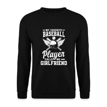 Lustiger Baseball - Unisex Pullover - Schwarz - Vorne - Alina (178cm) & Michal (187cm)