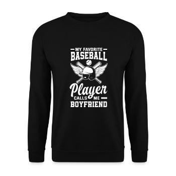 Lustiger Baseball - Unisex Pullover - Schwarz - Vorne - Alina (178cm) & Michal (187cm)