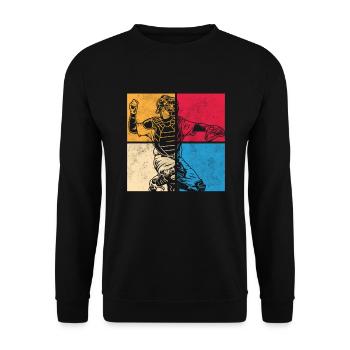 Lustiger Baseball - Unisex Pullover - Schwarz - Vorne - Alina (178cm) & Michal (187cm)