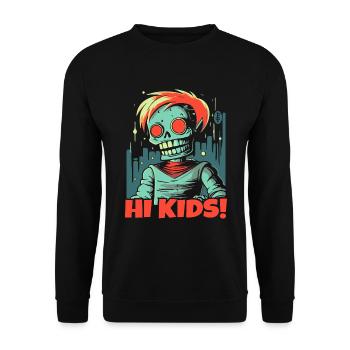 Casual zombie skeleton greets the kids - Unisex Sweatshirt - black - Front - Alina (178cm) & Michal (187cm)