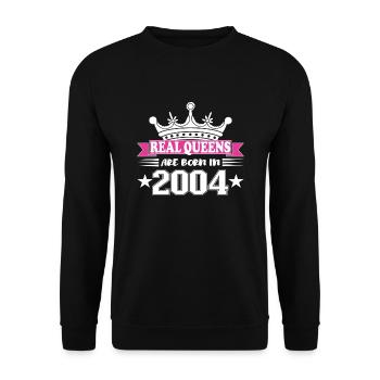 20 Jahre alt Geburtstag 2004 Geburtstagsgeschenk - Unisex Pullover - Schwarz - Vorne - Alina (178cm) & Michal (187cm)