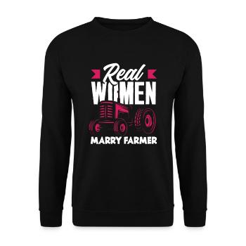 Lustiges Bauer Bauernhof Landwirt Geschenk - Unisex Pullover - Schwarz - Vorne - Alina (178cm) & Michal (187cm)