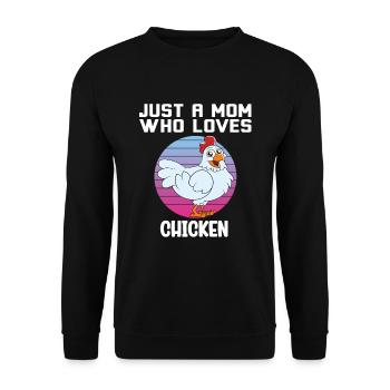 Lustiger Hühner Spruch Huhn - Unisex Pullover - Schwarz - Vorne - Alina (178cm) & Michal (187cm)
