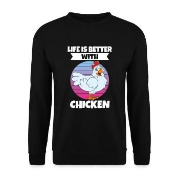 Drôle De Poulet Dire Poulet - Sweat-shirt Unisexe - noir - Devant - Alina (178cm) & Michal (187cm)