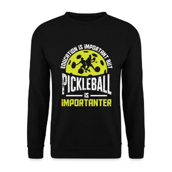 Lustiges Pickleball Geschenk - Unisex Pullover - Schwarz - Vorne - Alina (178cm) & Michal (187cm)