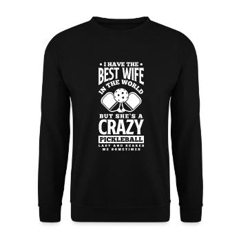 Lustiges Pickleball Geschenk - Unisex Pullover - Schwarz - Vorne - Alina (178cm) & Michal (187cm)
